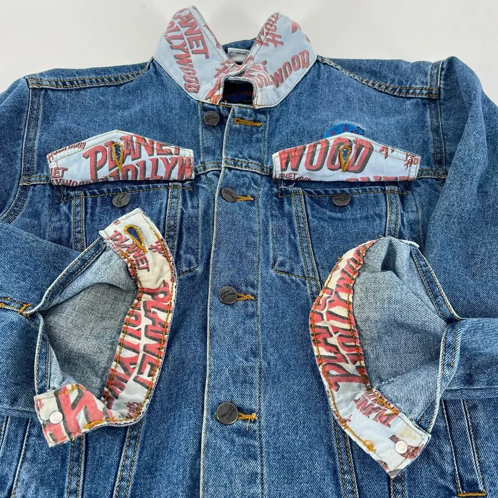 90s Planet Hollywood San Antonio denim jean jacket 1990s vintage kids XL